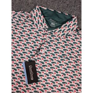 Good Good Golf Polo Shirt‎ Mens Small Good Cheer Greens AOP NWT..
